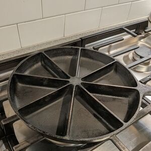 Premium Black Cast Iron Cornbread 'Sectioned' Skillet.